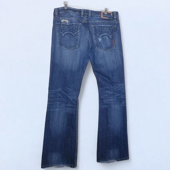 CULT OF INDIVIDUALITY JEANS Trysten Bootcut Button Fly Distressed W36 L34 - Picture 2 of 11